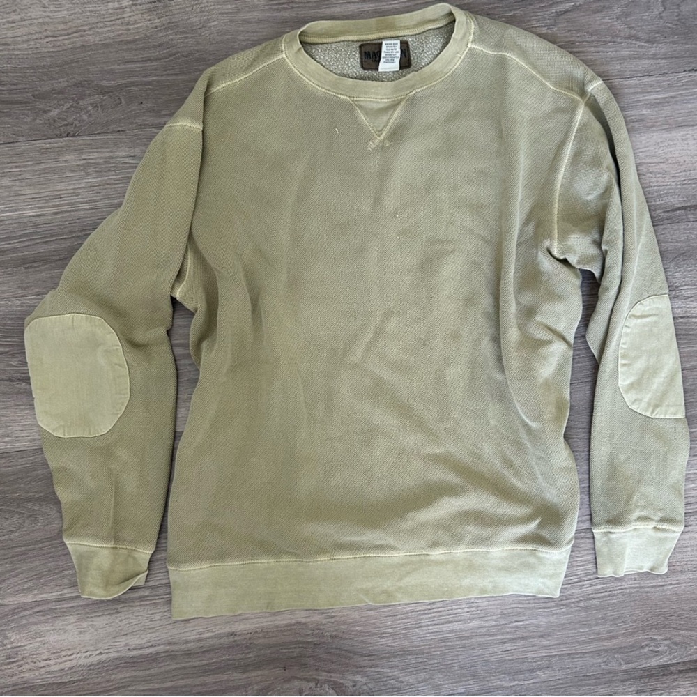 Tan Crewneck Sweatshirt with Elbow Patches